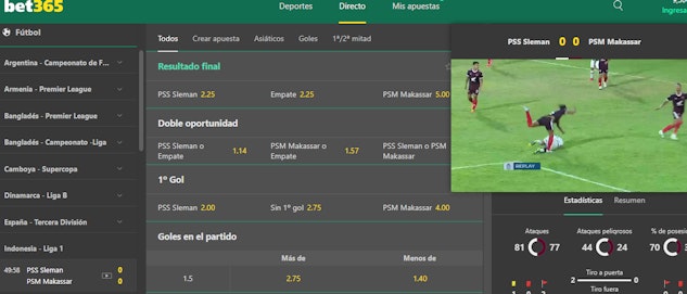 Apuestas de fútbol Bet365