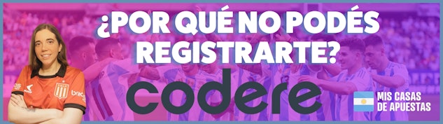 Banner de registro de Codere Argentina.