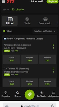 Apuestas en directo Bet777